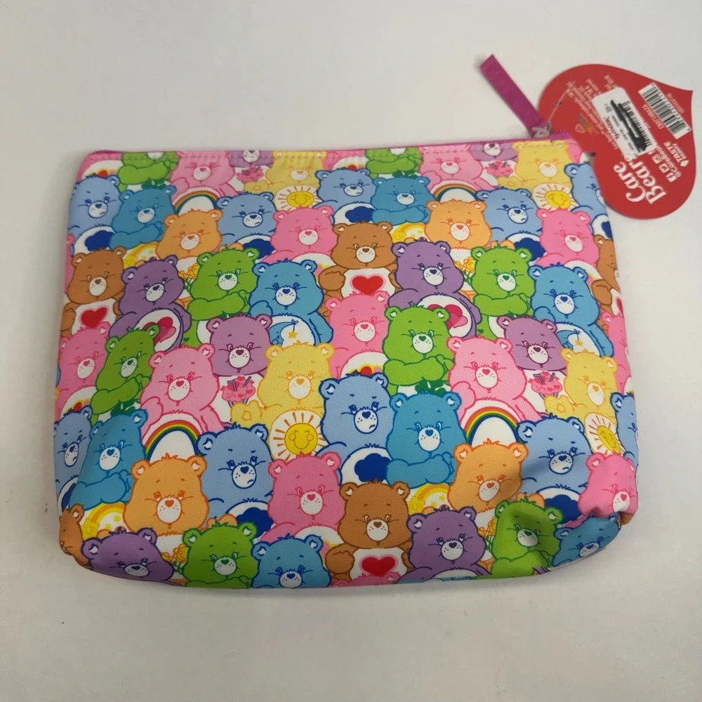 Care Bears Cosmetic Bag All Over Print‎ Rainbow Makeup Pouch New With Tags